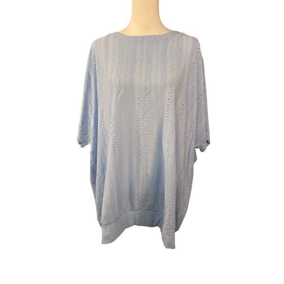 Bloomchic Eyelet Trim Stretchy Textured Plain Top Size 22-24 Office Casual - Picture 1 of 7